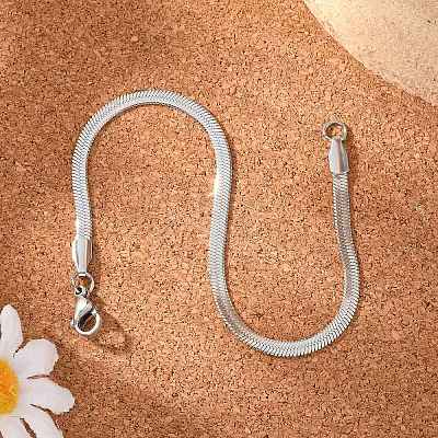 Tarnish Resistant 304 Stainless Steel Herringbone Chain Bracelets BJEW-P236-15P-1