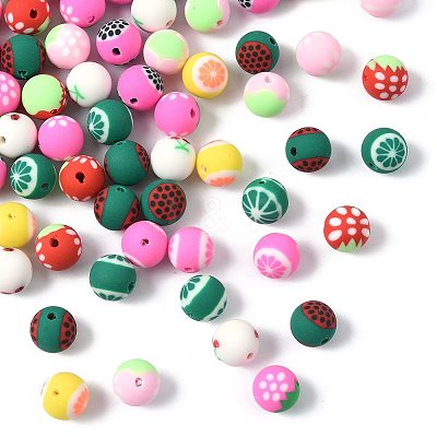 72Pcs 9 Styles Fruits Theme Handmade Polymer Clay Beads CLAY-FS0001-42-1