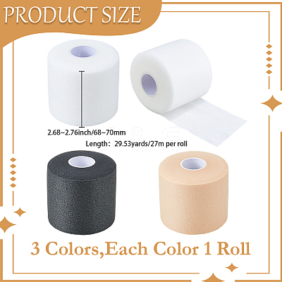 3 Rolls 3 Colors Sponge Tennis Racket Shock Absorber Film OCOR-GF0005-76-1