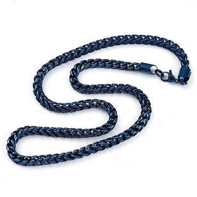Ion Plating(IP) 304 Stainless Steel Wheat Chain Necklaces for Men NJEW-B116-04BL-1