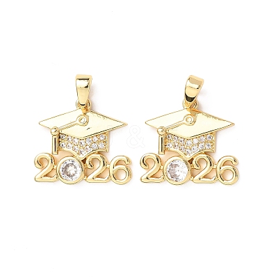 Brass Micro Pave Clear Cubic Zirconia Pendants X-KK-D223-01G-1
