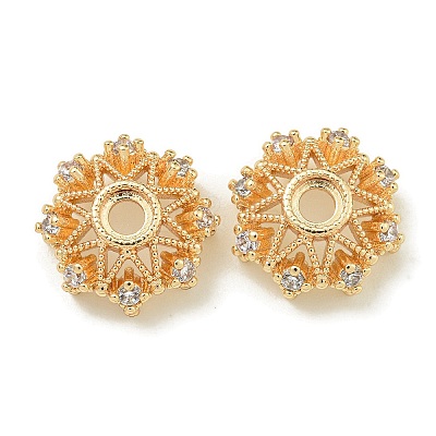 Rack Plating Brass Micro Pave Clear Cubic Zirconia Bead Caps KK-K386-09B-G01-1