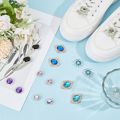 16Pcs 8 Styles Alloy & Rhinestone Shoe Charms FIND-DR0001-57-1