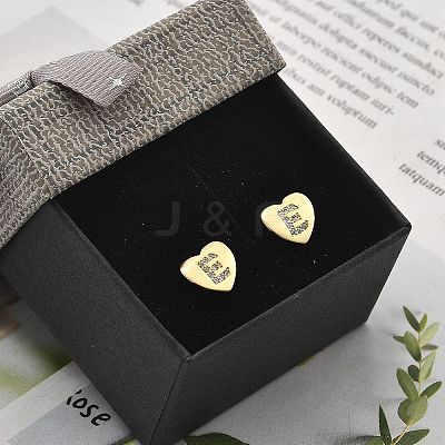 Rack Plating Brass Micro Pave Clear Cubic Zirconia Stud Earrings EJEW-K299-01G-E-1
