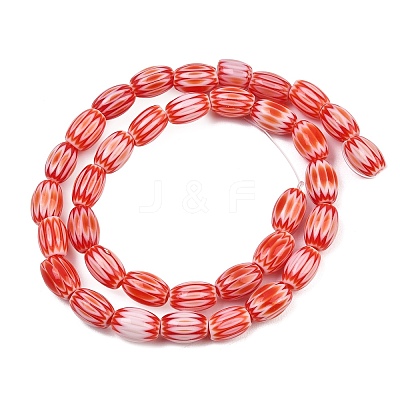Handmade Millefiori Glass Oval Bead Strands LK-Z001-01B-06-1