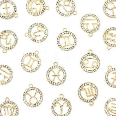 24Pcs 12 Styles Zinc Alloy Crystal Rhinestone Pendants FIND-FS0004-40-1
