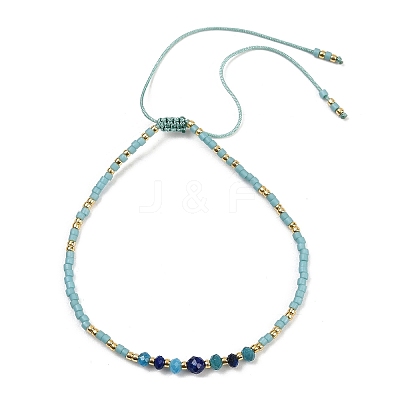 Miyuki Seed Beads and Natural Apatite Braided Bead Bracelets BJEW-C061-01-1