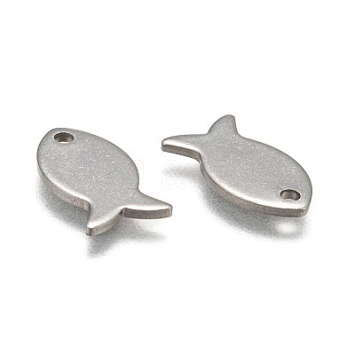 Tarnish Resistant 304 Stainless Steel Fish Charms STAS-M037-08-1