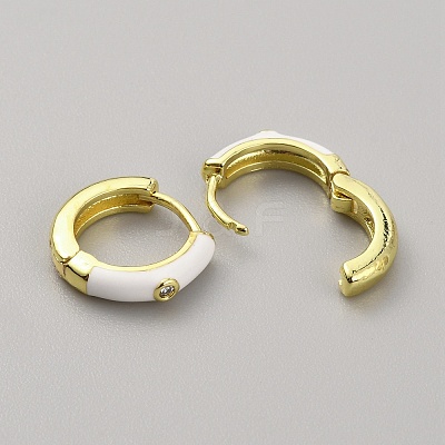 Enamel Hoop Earrings with Clear Cubic Zirconia EJEW-WH0004-39G-1