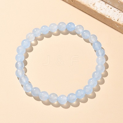 Natural & Dyed White Jade Bead Stretch Bracelets X-BJEW-K212-A-018-1