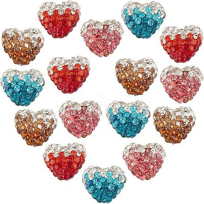 20Pcs 4 Colors Polymer Clay Rhinestone Beads RB-AR0003-17-1