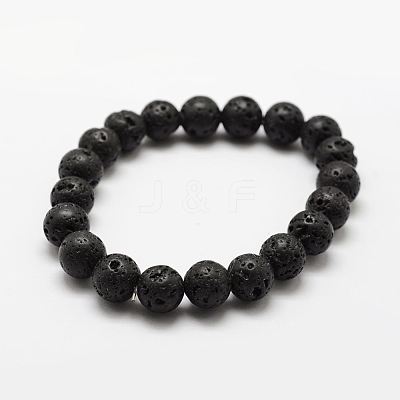 Natural Lava Rock Round Beads Stretch Bracelets BJEW-G550-07-8mm-1