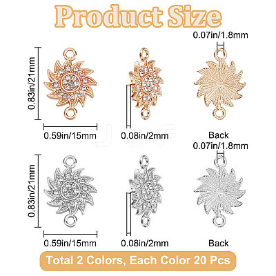 40Pcs 2 Styles Alloy Crystal Rhinestone Connector Charms FIND-SC0025-27-1