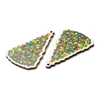 Single Face Christmas Printed Wood Big Pendants WOOD-D025-40-1