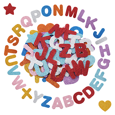 8 Sets 8 Colors Initial Letter EVA Plastic Self-Adhesive Foam Stickers DIY-SP0002-68-1