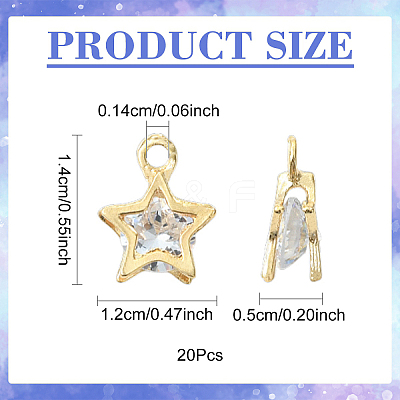 20Pcs Alloy Clear Cubic Zirconia Charms FIND-YW0008-27-1