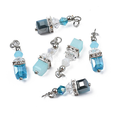 Faceted Transparent Glass Charms GLAA-Q026-08-1