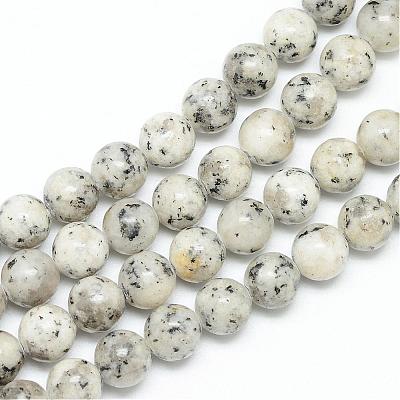 Natural Sesame Jasper/Kiwi Jasper Bead Strands G-R345-8mm-27-1