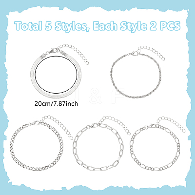 10Pcs Bohemian Style Alloy Chain Bracelets Kit for Women BJEW-UN0001-68P-1
