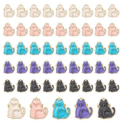 50Pcs 5 Colors Alloy Enamel Pendants ENAM-SZ0002-86-1