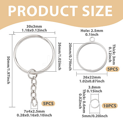5Pcs 304 Stainless Steel Open Back Bezel Pendants STAS-TAD0001-01E-1