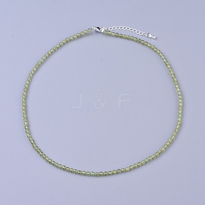 Natural Peridot Beaded Necklaces NJEW-K114-A-A17-1