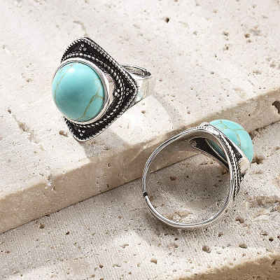 Synthetic Turquoise Adjustable Rings G-P560-03AS-19-1