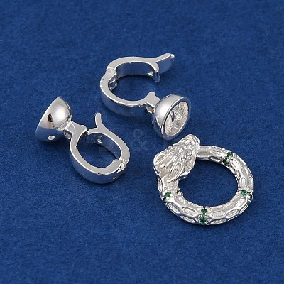 Brass Micro Pave Cubic Zirconia Fold Over Clasps KK-C076-02S-1