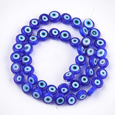 Handmade Evil Eye Lampwork Beads Strands LAMP-S191-02B-12-1