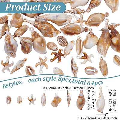 64Pcs 8 Styles Acrylic Pendants OACR-PH0004-45-1