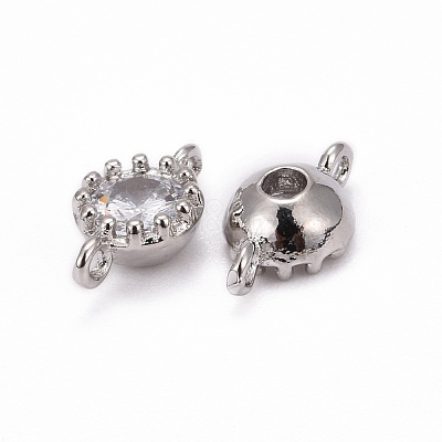 Flower Brass Micro Pave Cubic Zirconia Links ZIRC-L054-09P-NR-1
