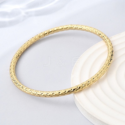 Hammered 304 Stainless Steel Bangles for Women BJEW-D408-03G-1