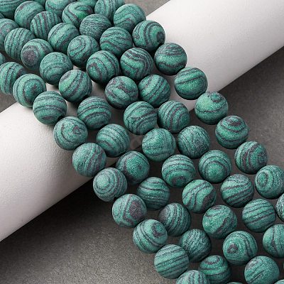 Synthetic Malachite Beads Strands G-F668-19-8mm-1
