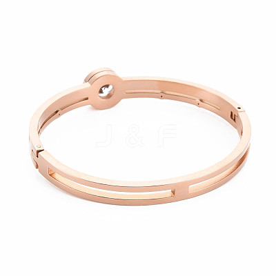 Crystal Rhinestone Flat Round Bangle with Roman Numeral BJEW-N017-007RG-1