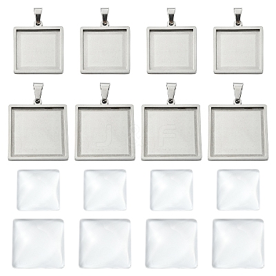 8Pcs 2 Styles 304 Stainless Steel Pendant Cabochon Settings STAS-YW0003-49-1