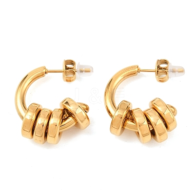 304 Stainless Steel C-Shaped Stud Earrings EJEW-K268-78G-1