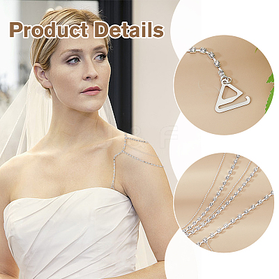 Alloy & Iron Crystal Rhinestone Tassel Sexy Shoulder Bra Body Chains AJEW-WH0455-359P-1