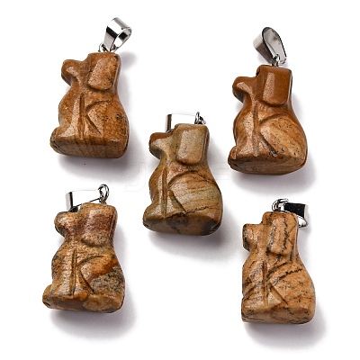 Natural Picture Jasper Pendants G-B127-07P-09-1