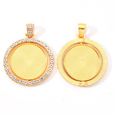 Alloy Pendant Cabochon Settings PALLOY-S107-005G-RS-1
