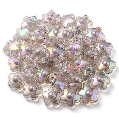 UV Plating Rainbow Iridescent Transparent Acrylic Beads OACR-C007-03D-1