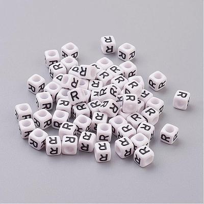 Acrylic Horizontal Hole Letter Beads PL37C9308-R-1