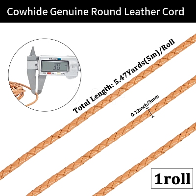 5M Round Braided Cowhide Letter Cord WL-GF0001-34A-01-1