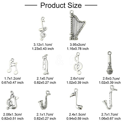 50Pcs 10 Styles Tibetan Style Zinc Alloy Pendants FIND-YW0005-12-1