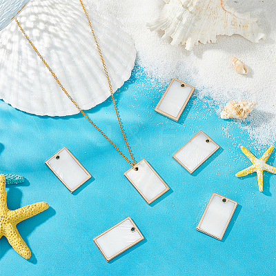 6Pcs Natural Freshwater Shell Pendants BSHE-BC0001-20B-1