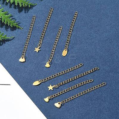 12Pcs 4 Styles 304 Stainless Steel Chain Extender FIND-FS0002-96A-1