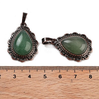 Natural Green Aventurine Teardrop Pendants G-K363-01R-02-1