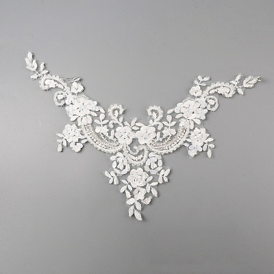 Hand Sewing Flower Pattern Rhinestone Costume Appliques PATC-WH0009-08A-1