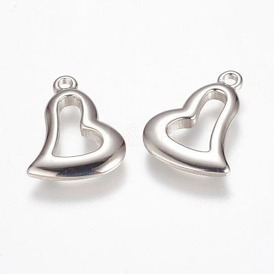 304 Stainless Steel Open Heart Pendants STAS-K149-11P-1