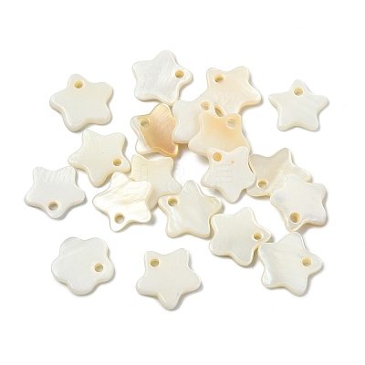 20Pcs Natural Freshwater Shell Star Charms SHEL-YW0001-14-1
