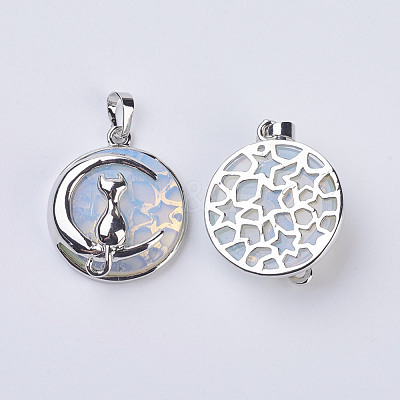 Opalite Kitten Pendants G-K234-D16-1